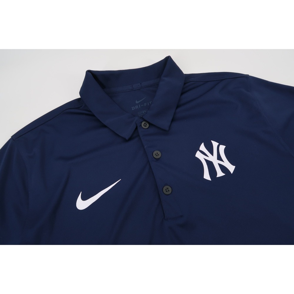 New York Yankees Nike Mens Medium MLB Baseball Navy‎ Polo Shirt Dri Fit